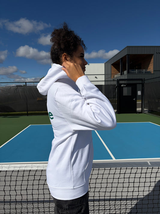 Chandail à capuchon unisexe Espace Pickleball – Blanc classique