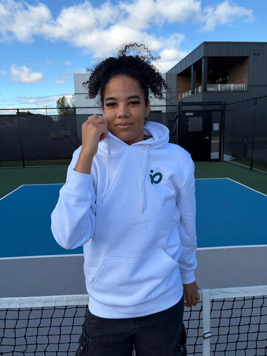Chandail à capuchon unisexe Espace Pickleball – Blanc classique